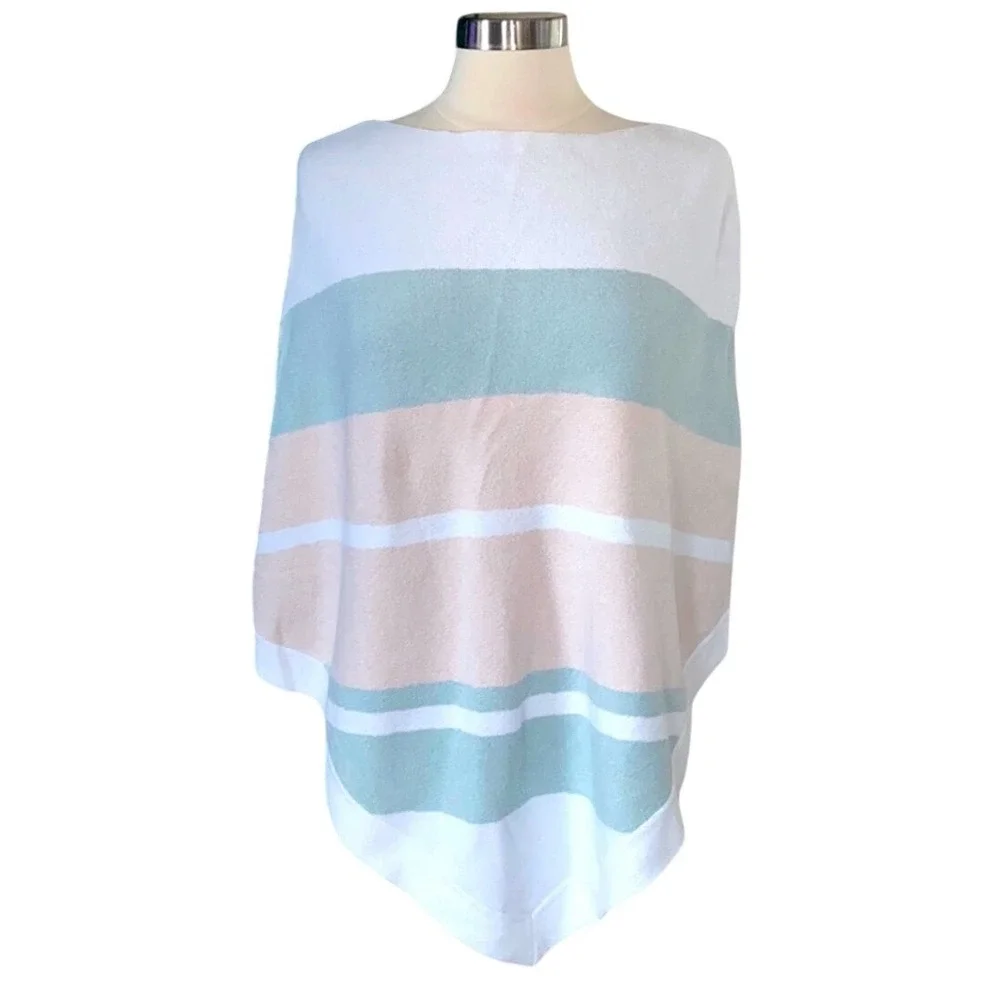 NWT Barefoot Dreams CozyChic‎ UltraLite Ocean Breeze Poncho Pink Multi Stripe
